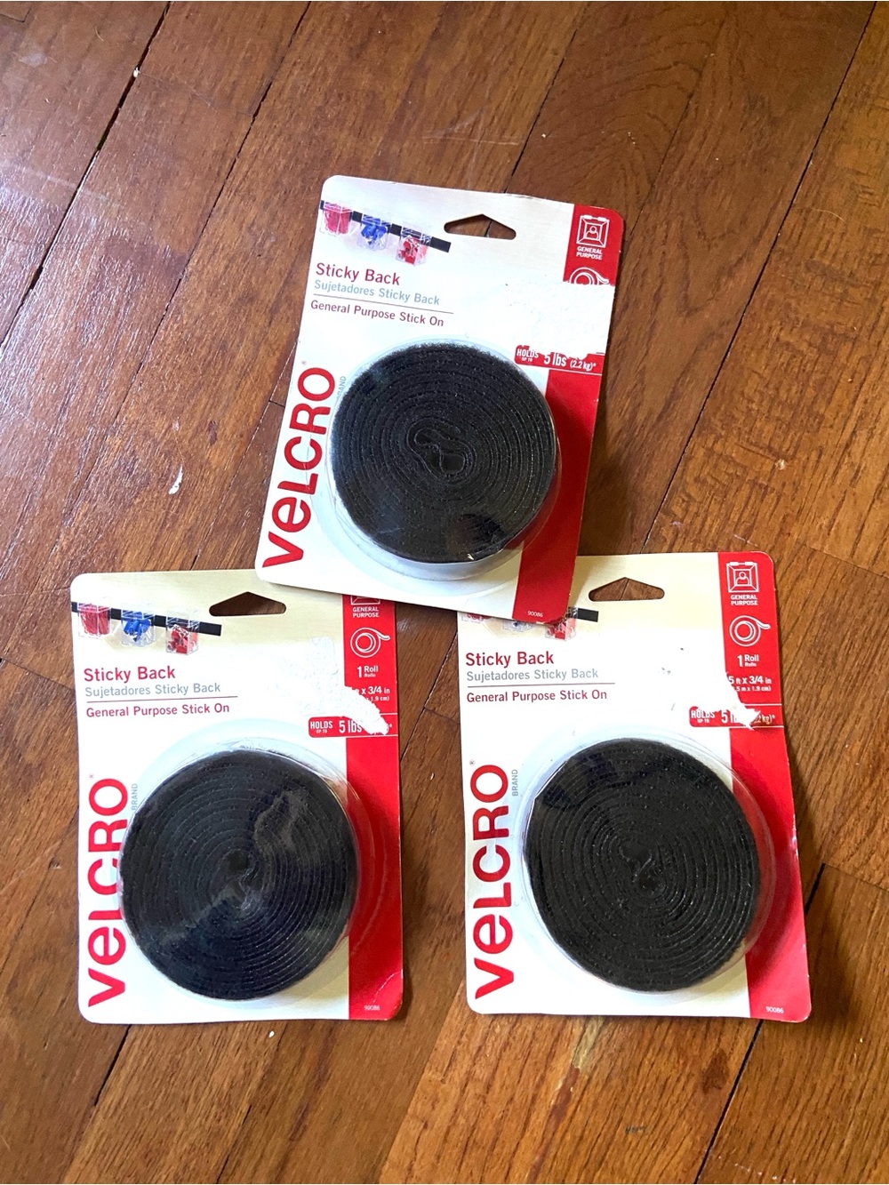 VELCRO Brand Sticky Back Tape Roll, 3/4"× 5’, Black Set of 3 NEW
